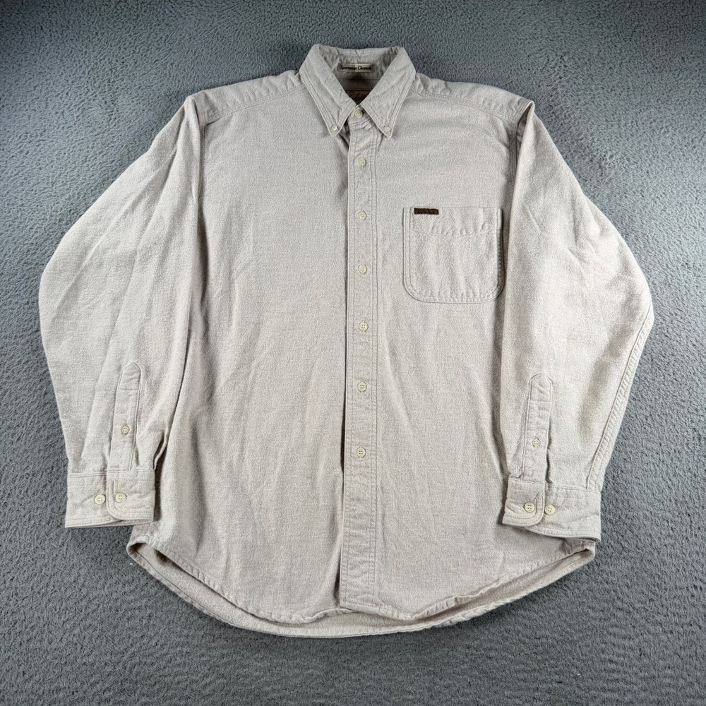 Vintage Woolrich Shirt Mens Medium Beige Button Down Sportsman Chamois Mexico